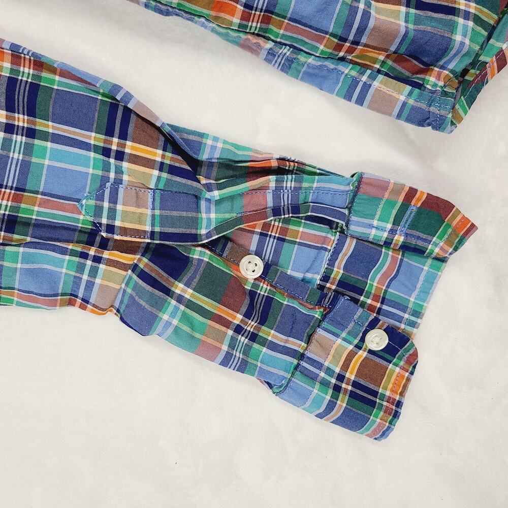 Ralph Lauren Boys Plaid Long Sleeve Button Down Preppy Classic Blue Orange XL - Picture 7 of 8